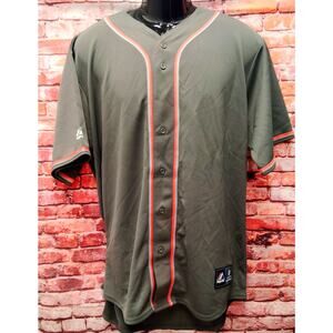 Majestic Jersey Men's XL Gray MLB Baseball Sports Short Sleeve Button Front